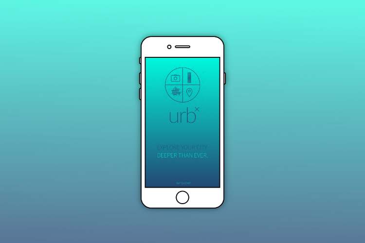 Smartphone mockup with urban app screenshot